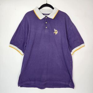 VTG 90s Minnesota Vikings Polo‎ NFL Football Embroidered Sports Retro Athleisure